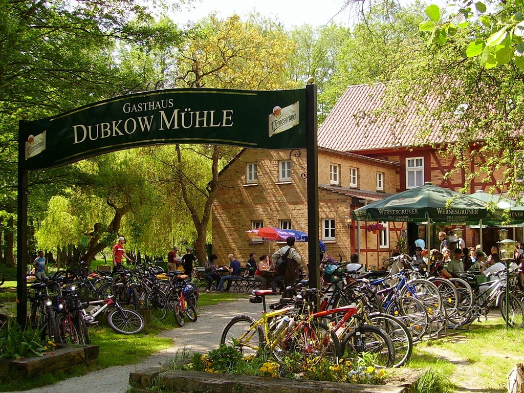 Dubkow-Mühle, a turisták és bicajosok egyik kedvenc pihenőhelye